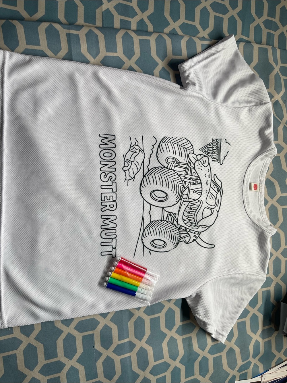 Kids White 'Monster Mutt' Coloring Tee